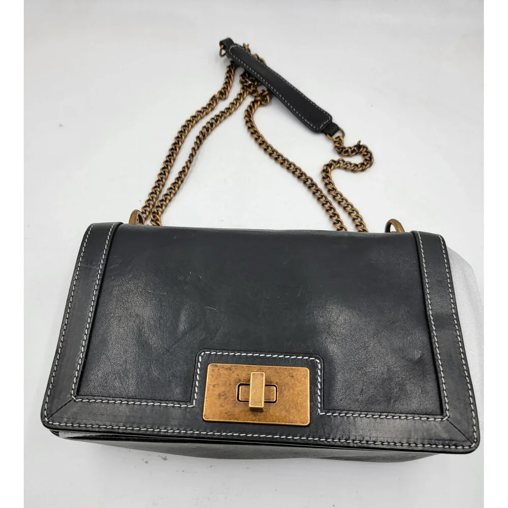 Sam Edelman Dallie Flap Crossbody Bag Women's Black Chain Strap Back Zipper - Picture 2 of 15